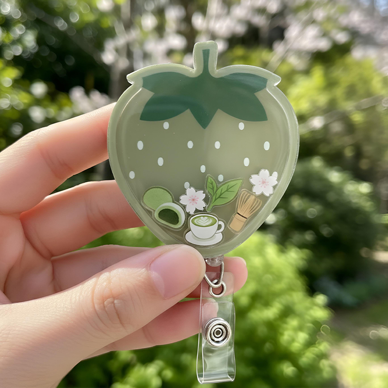 Matcha Strawberry Shaker Badge Reel