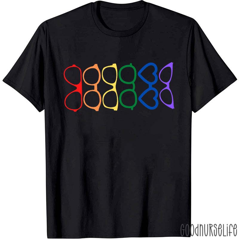 Rainbow Eyeglasses Nurse T-Shirt