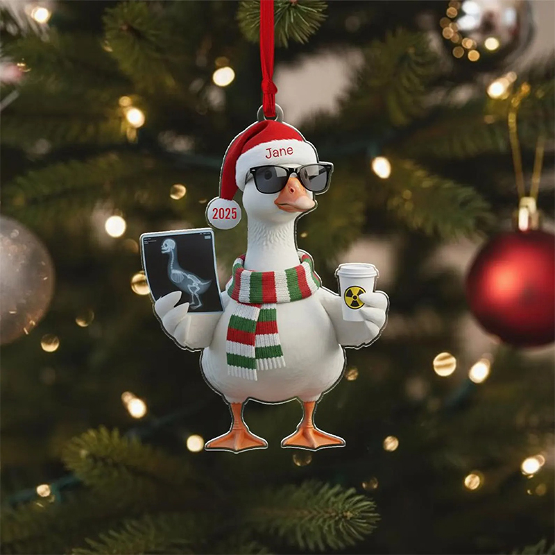 Personalized Duck Radiologic Technologist Acrylic Christmas Ornament