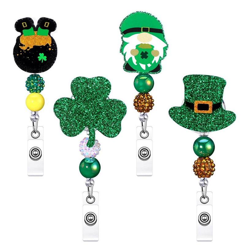 Glitter St. Patrick's Day Nurse Badge Reel