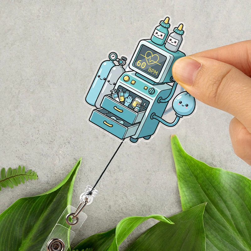 Cute Anesthesia Machine Badge Reel