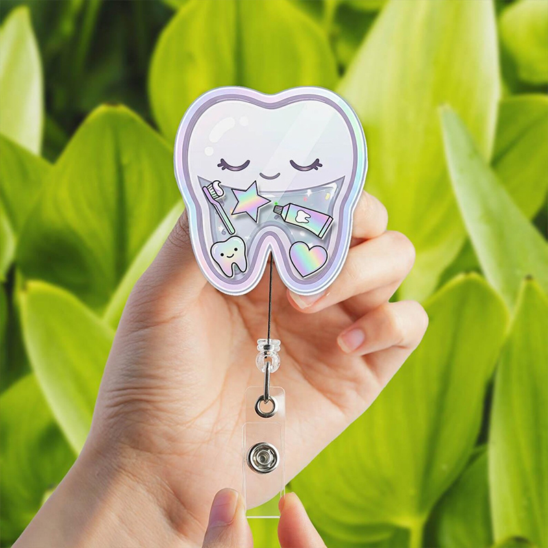 Cute Dental Shaker Badge Reel