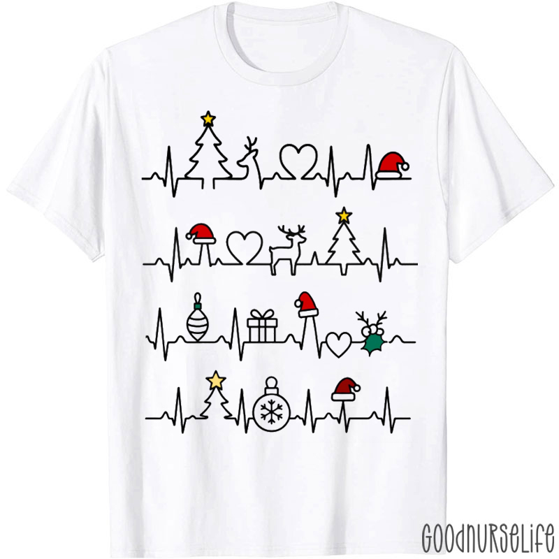 Christmas EKG Heartbeat T-Shirt