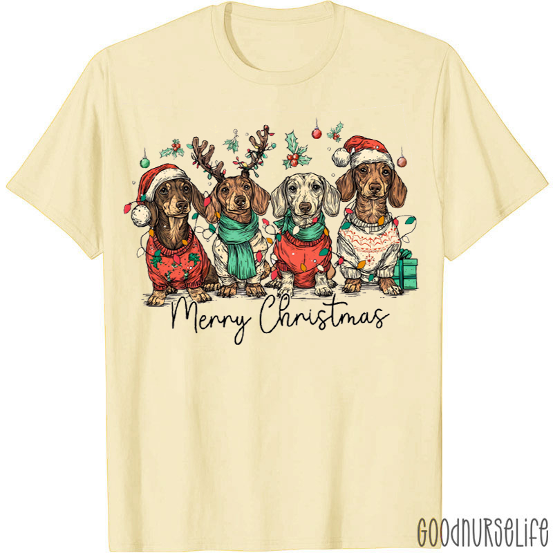 Merry Christmas Dachshund Dog T-Shirt