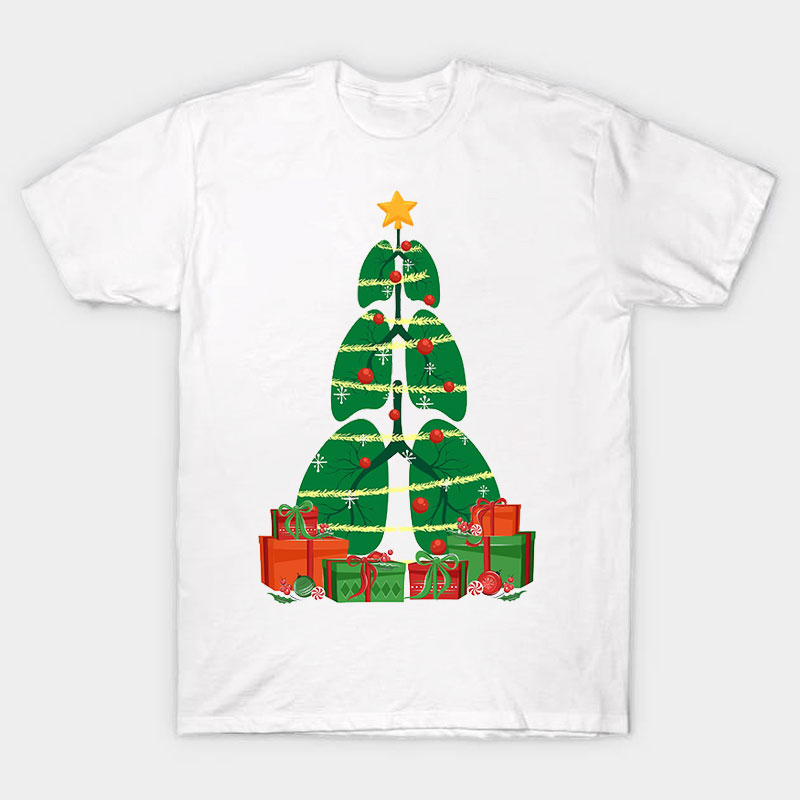 Christmas Tree In The Shape Of Lungs Nurse T-Shirt