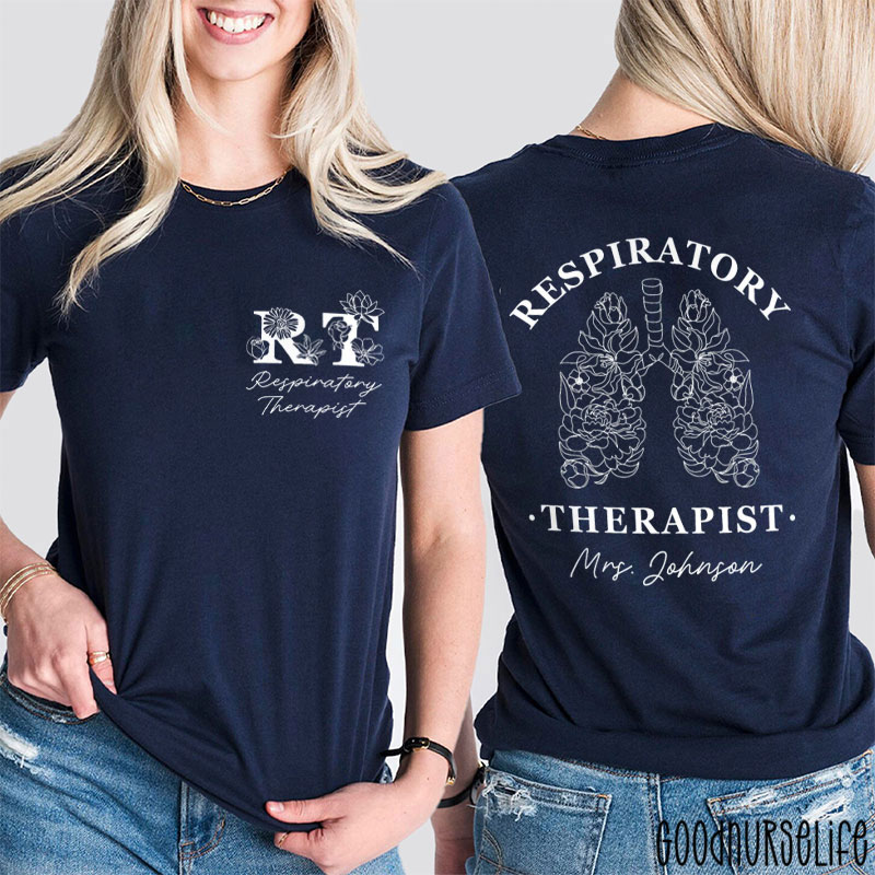Personalized RT Respiratory Therapist Two Sided T-Shirt