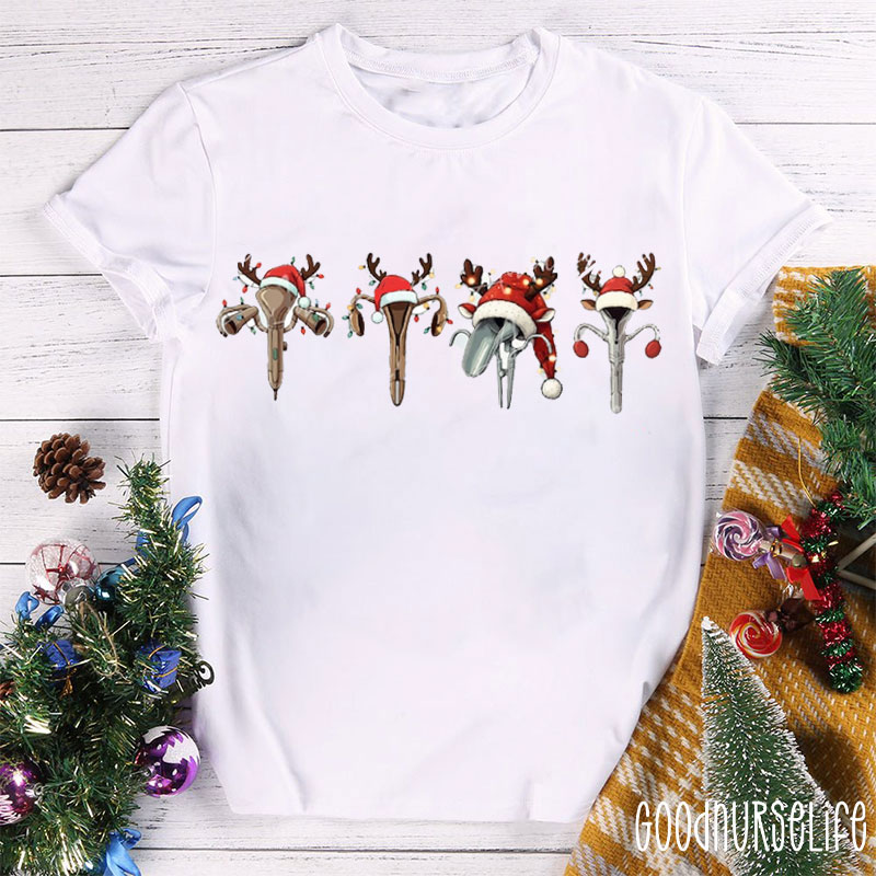 Reindeer Speculum Nurse Christmas Nurse T-shirt