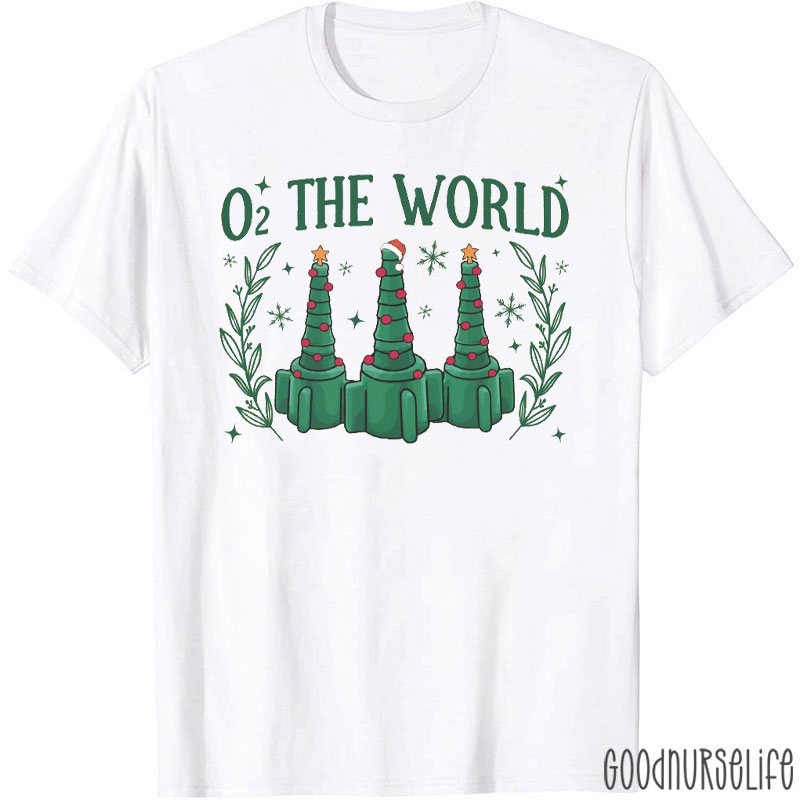 O₂ The World Oxygen Tank Christmas Trees T-Shirt