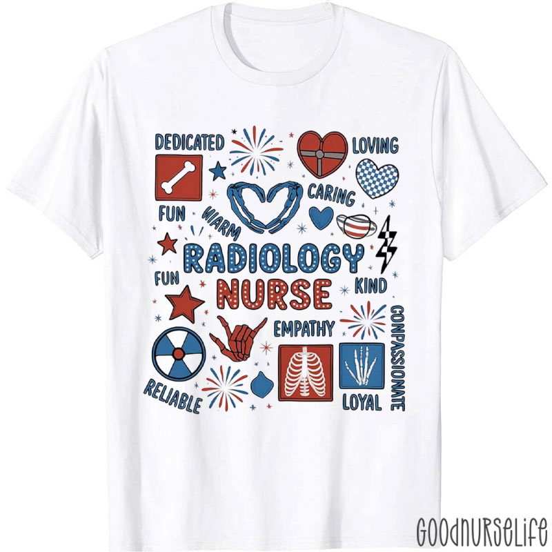 Radiology Nurse Blue And Red 4th Of July Radiology T-Shirt