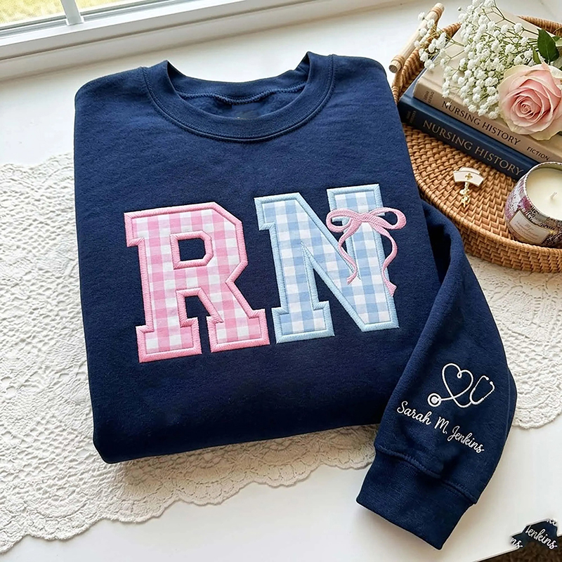 Personalized Name Embroidered Patch Nurse Sweatshirt