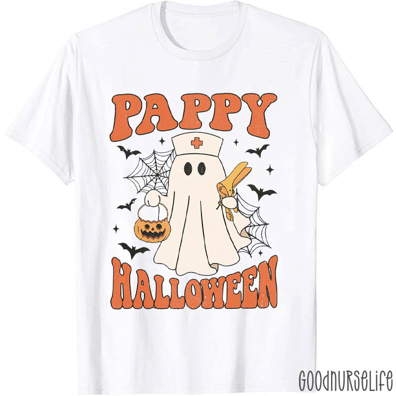 Cute Ghost Pappy Halloween Nurse T-Shirt