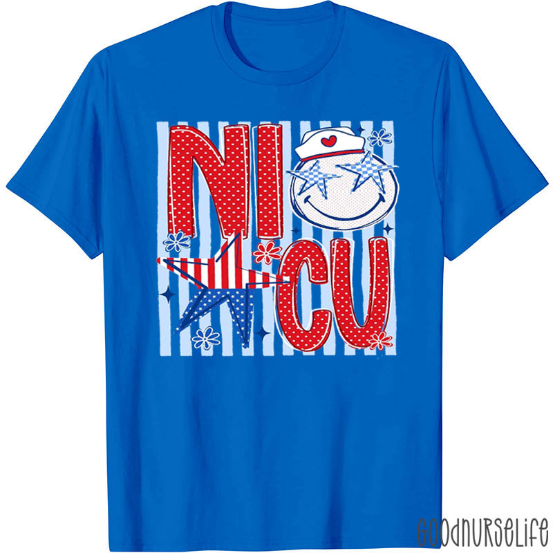 Personalized 4th Of July Patriotic Stripes Nurse T-Shirt