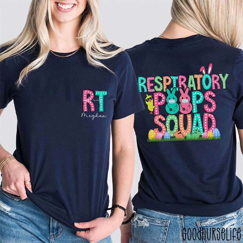 Personalized Easter Respiratory Therapist Two Sided T-Shirt