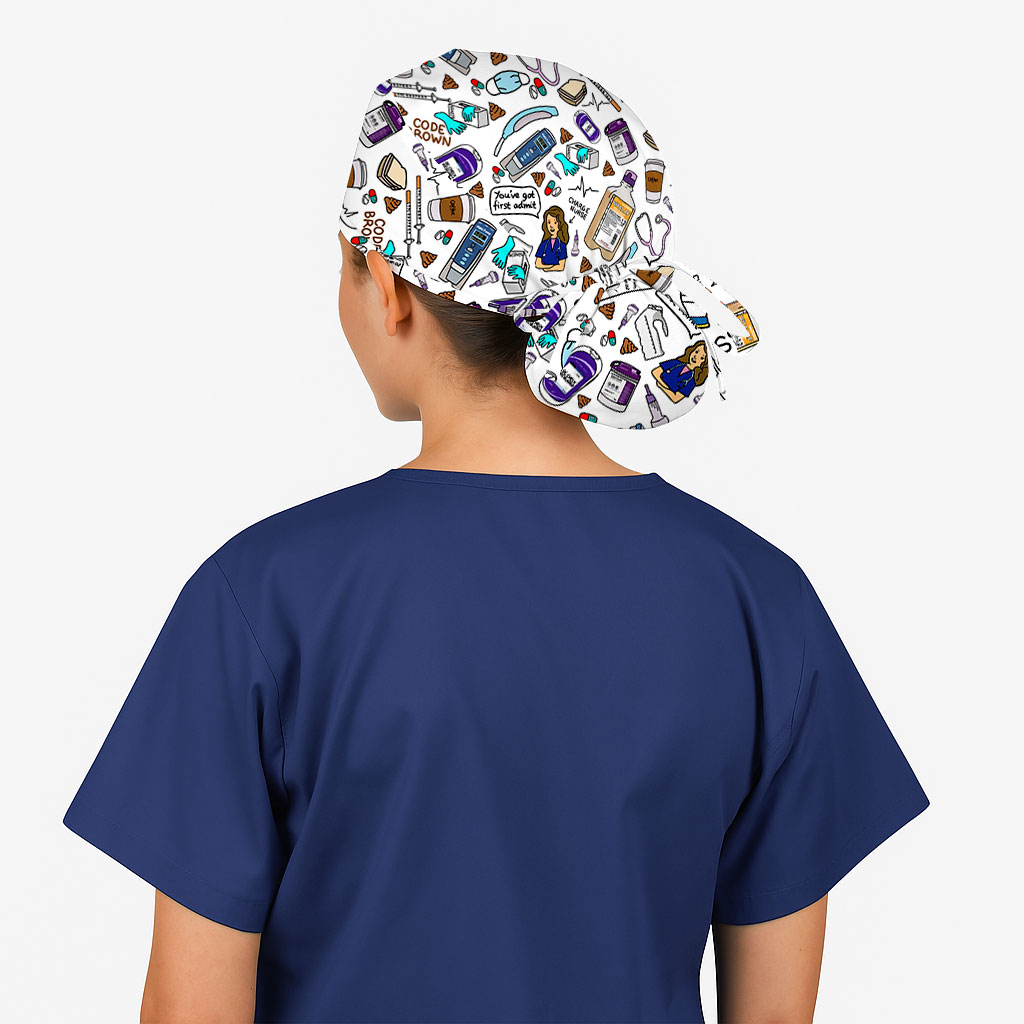 Medicine Bottles Nurse Scrub Cap