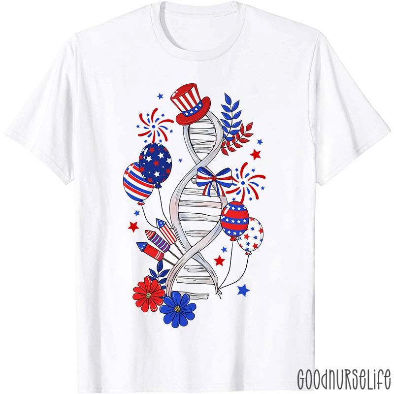 Red And Blue Flag DNA Nurse T-Shirt