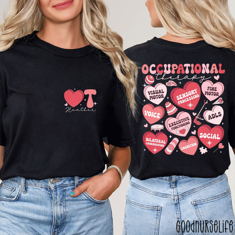Personalized Occupational Therapy Valentine's Day Two Sided T-Shirt