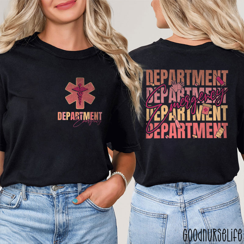 Comfort Colors Emergency Department Nurse Two Sided T-Shirt
