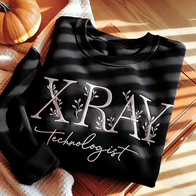 Embroidered Floral Xray Tech Sweatshirt