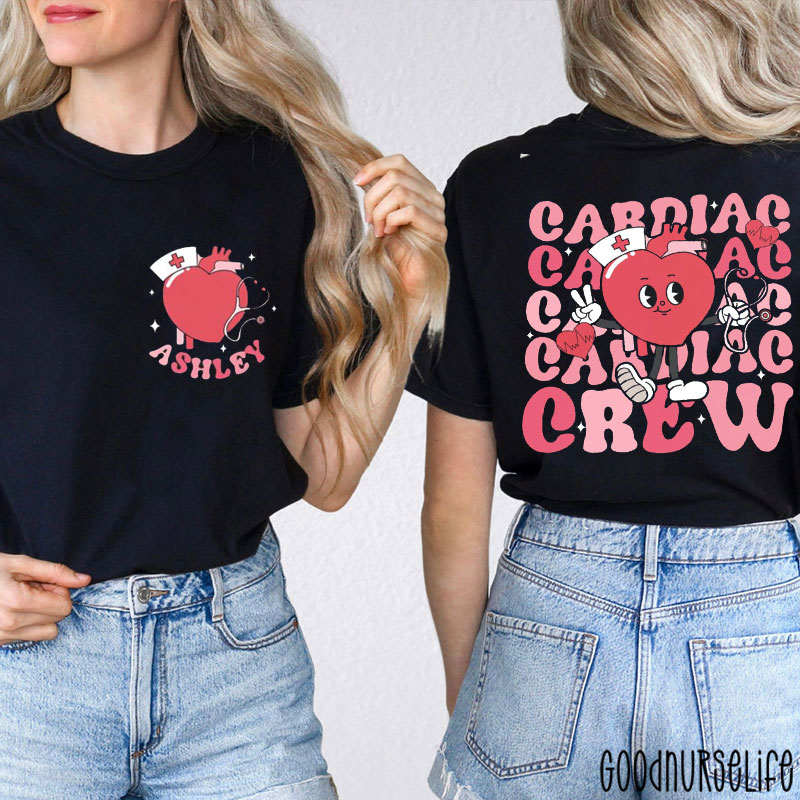 Personalized Cardiac Crew Cardiology Nurse Two Sided T-Shirt