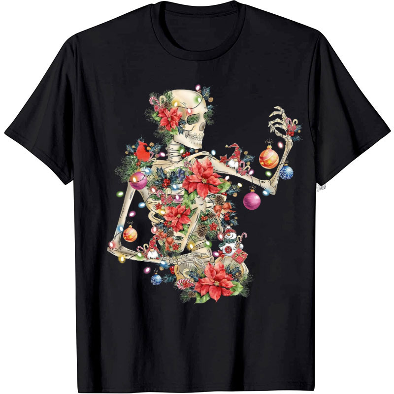 Christmas Lights Skeleton Nurse T-shirt