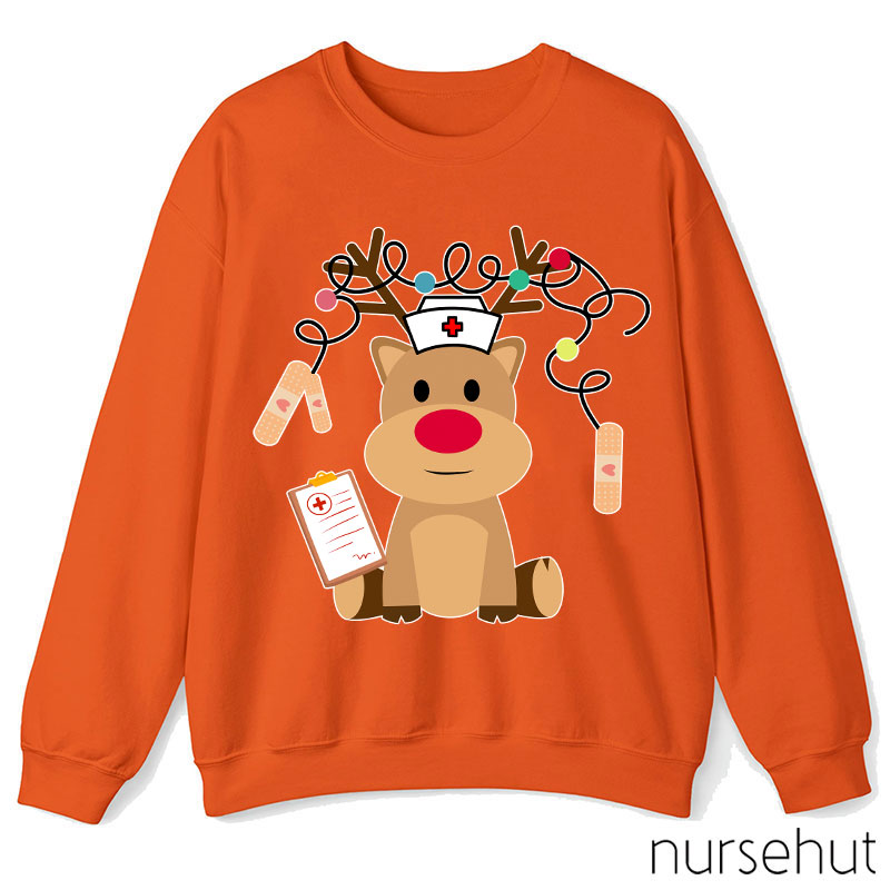 Cute Plush Elk Is Waiting For Christmas To Come Nurse Sweatshirt