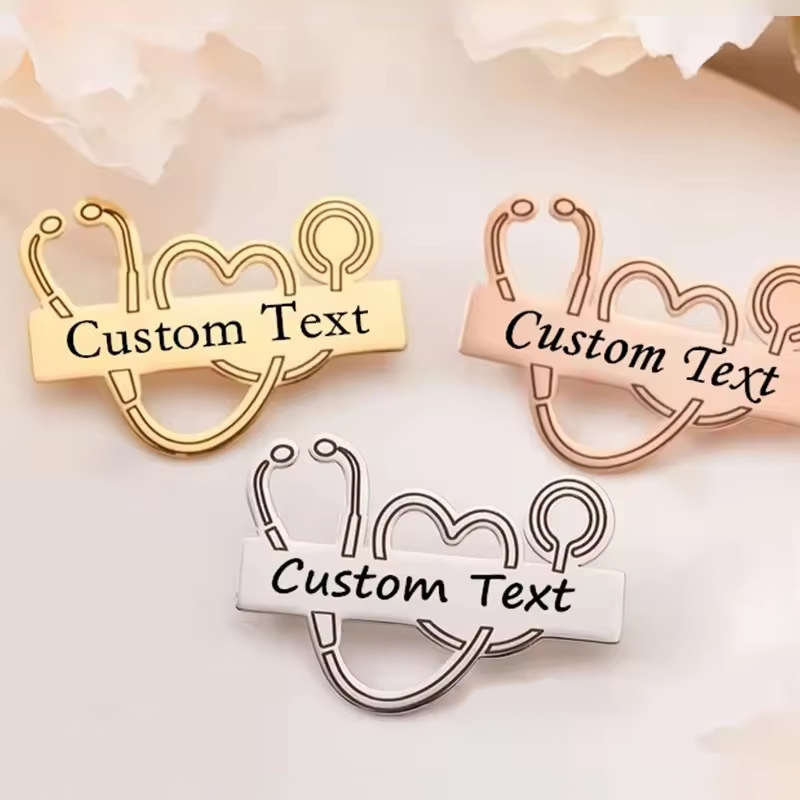 Personalized Name Stainless Steel Stethoscope Nurse Badge Reel