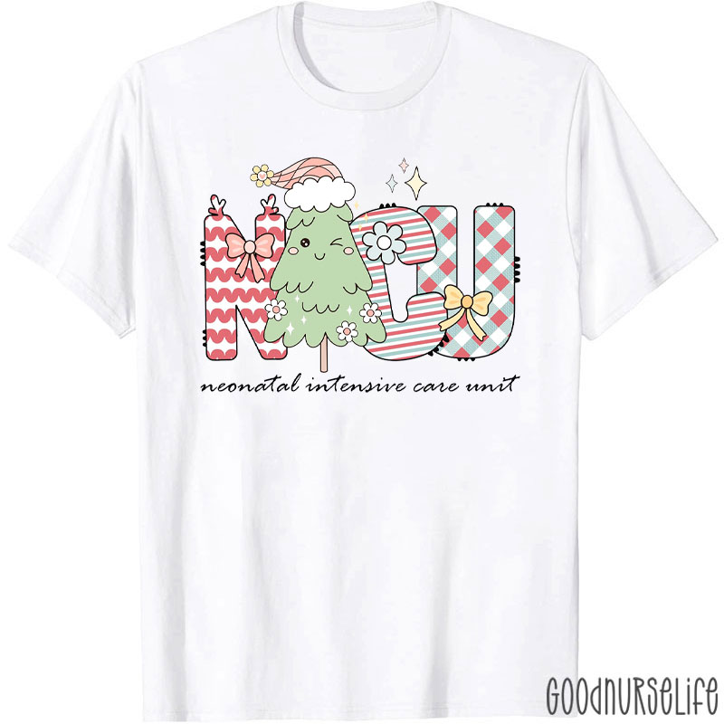 Festive NICU Christmas Tree Neonatal Intensive Care Unit Nurse T-Shirt