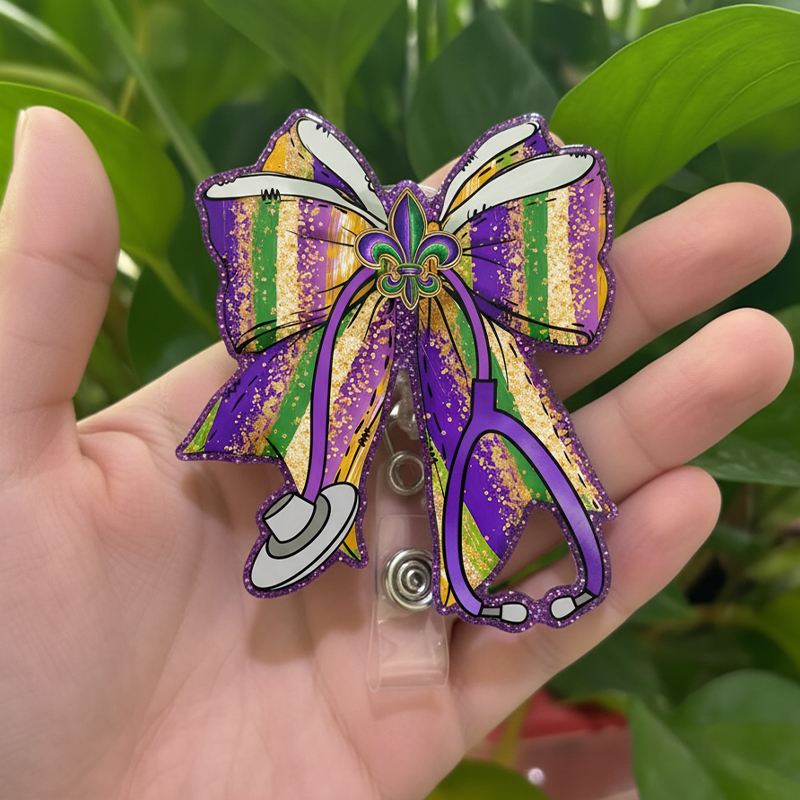 Mardi Gras Bow Tie Badge Reel