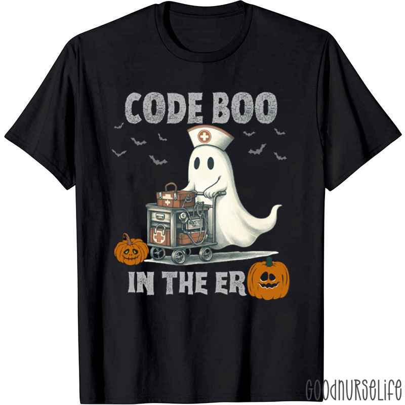 Spooky ER Code Boo Ghost Nurse Nurse T-Shirt