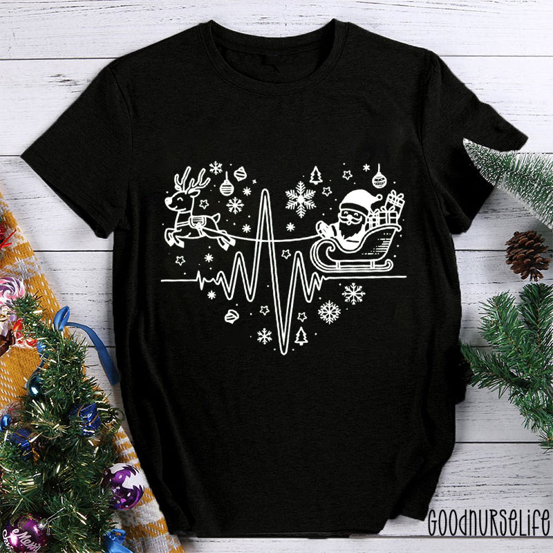 Santa's Sleigh EKG Nurse T-shirt