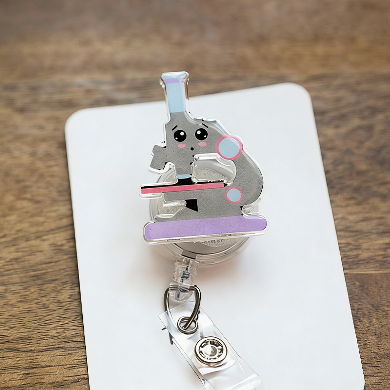 Lab Tech Microscope Badge Reel