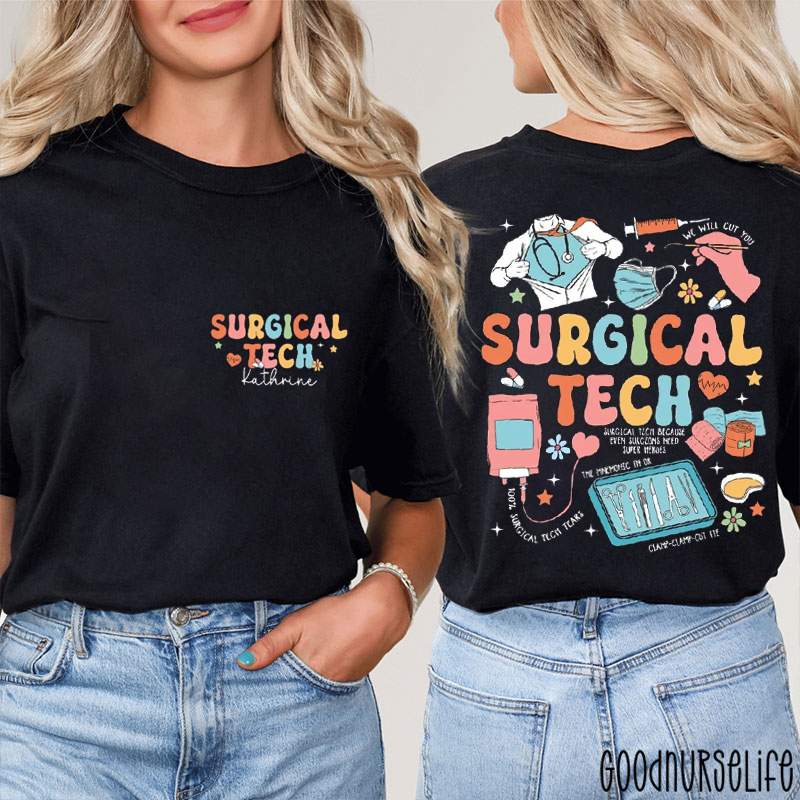 Personalized Surgical Technologist Surgical Tech Two Sided T-Shirt