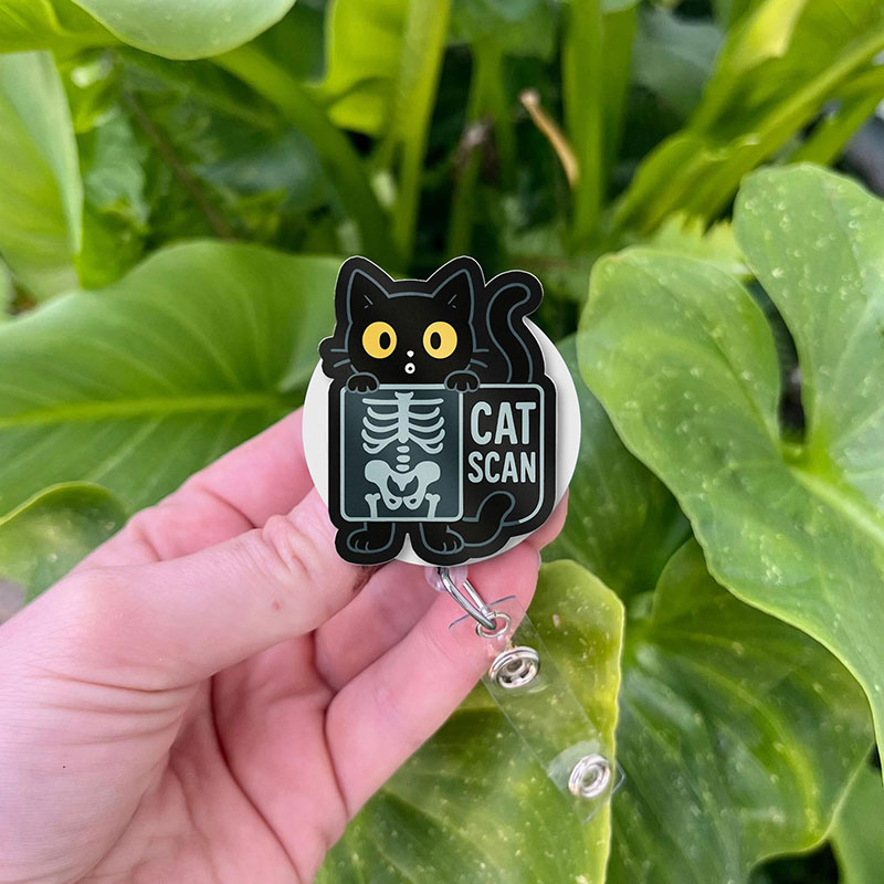Cute Black Cat Scan Badge Reel