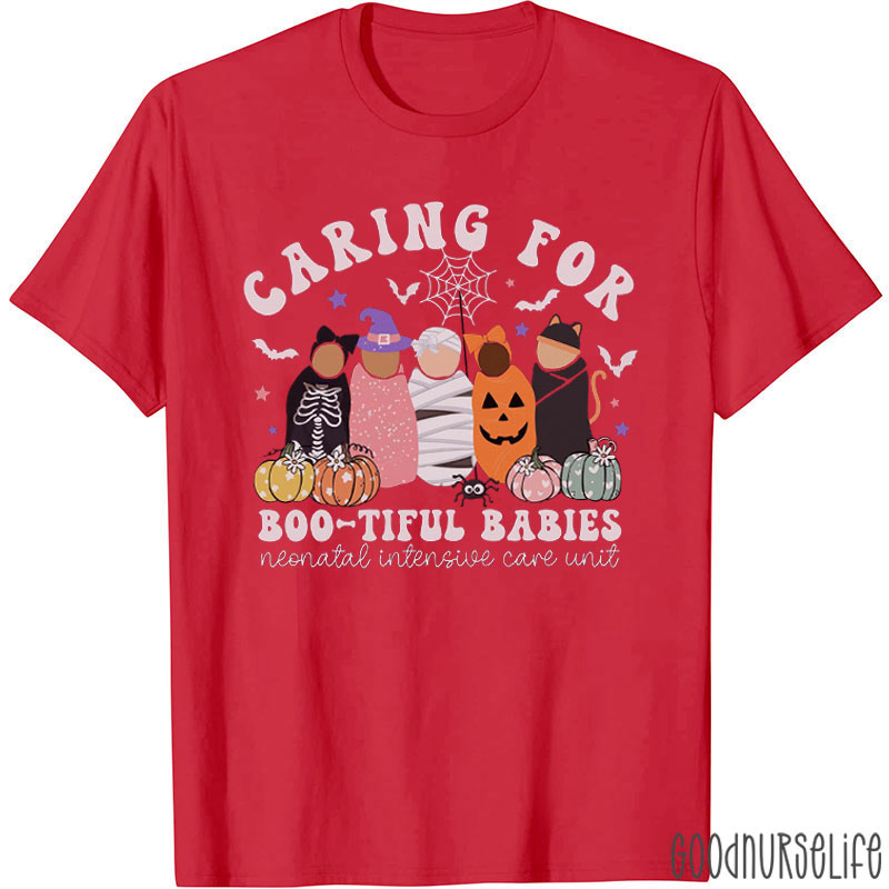 NICU Halloween Caring For Boo - Tiful Babies T-Shirt