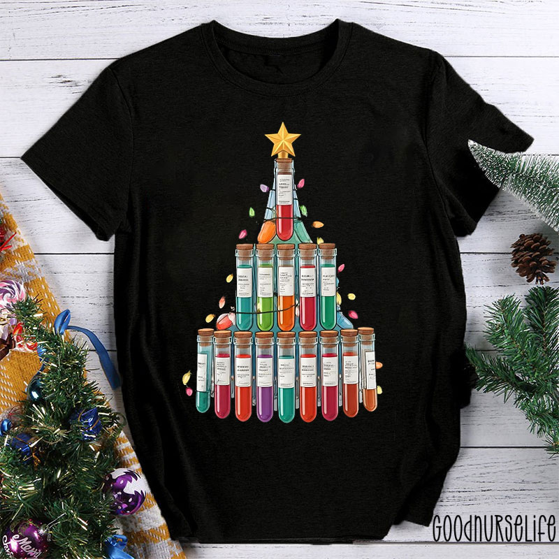 Test Tube Christmas Nurse T-shirt