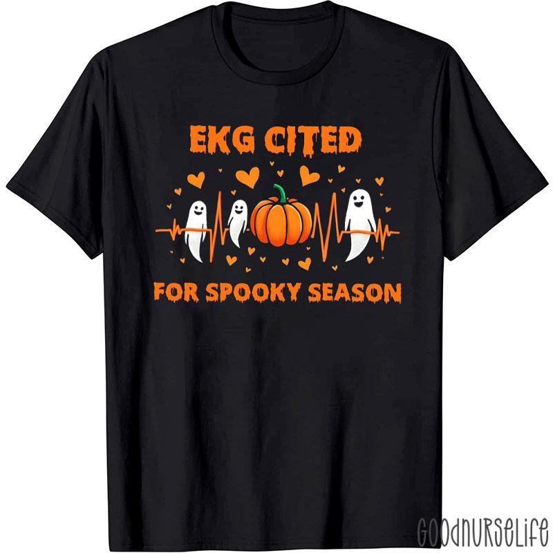 Ekg Cited For Spooky Season Nurse T-Shirt