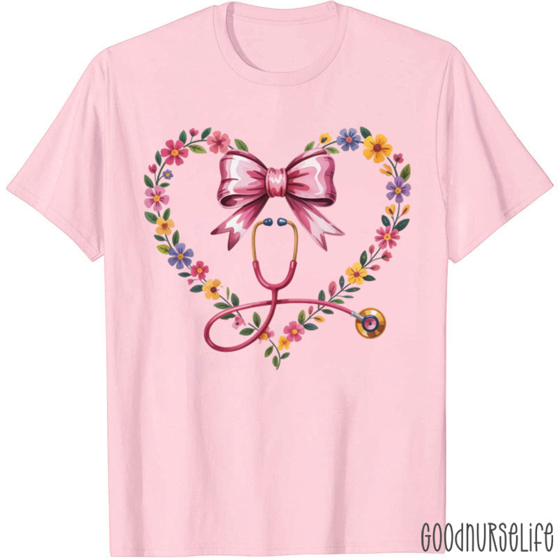Nurse Love Floral Stethoscope Nurse T-Shirt