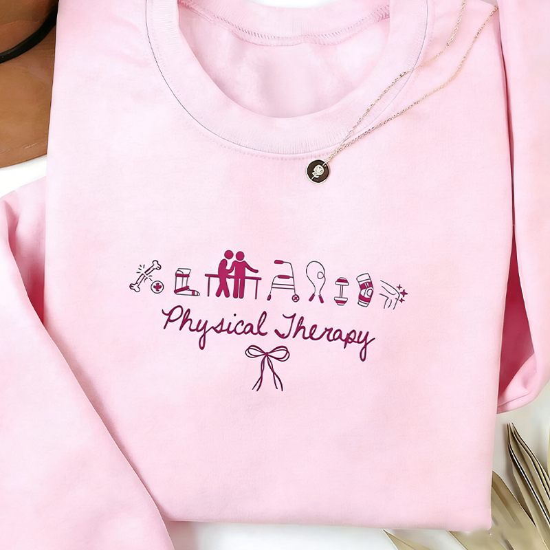 Embroidered Physical Therapy Coquette Bow Sweatshirt