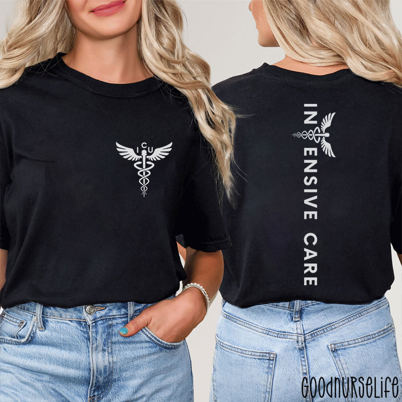 Intensive Care Unit Caduceus Nurse Two Sided T-Shirt