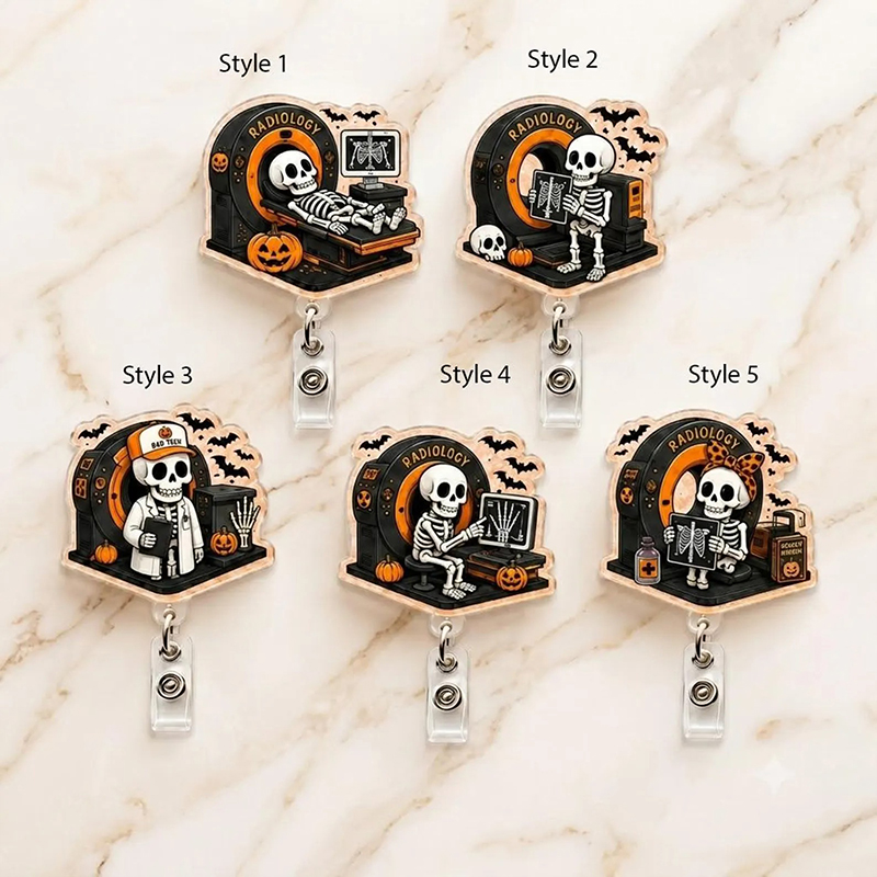 Halloween Rad Tech Skeletont Xray Badge Reel