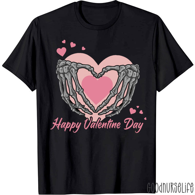 Happy Valentine Day Skeleton Nurse T-shirt