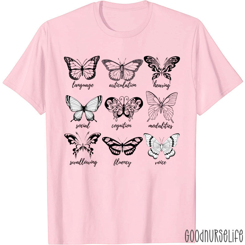 SLP Speech Language Pathology Butterfly T-Shirt