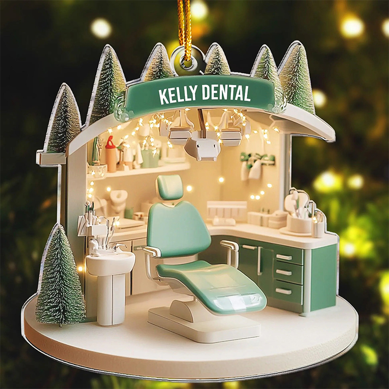 Personalized Dental Office Acrylic Christmas Ornament
