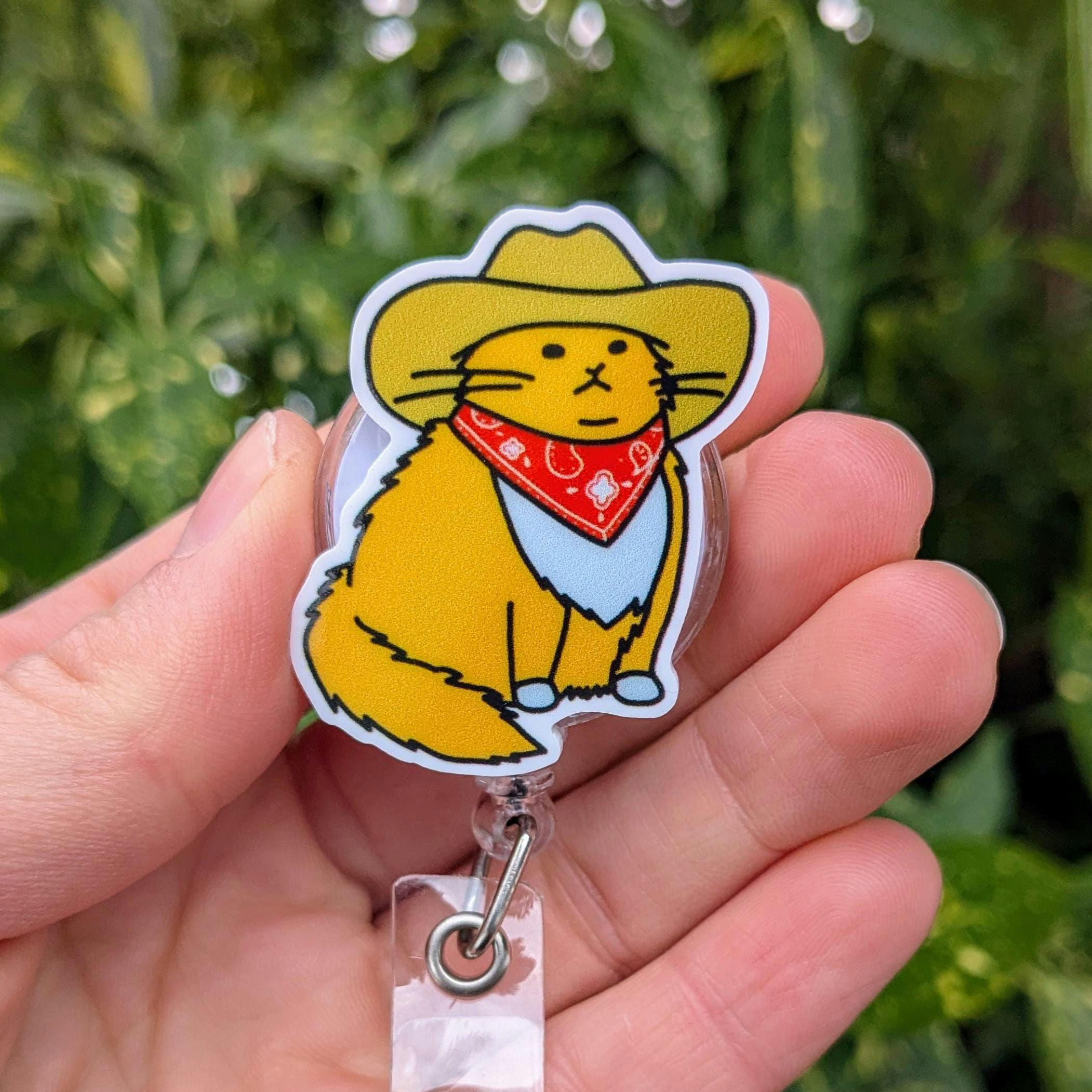 Cute Cowboy Cat Badge Reel