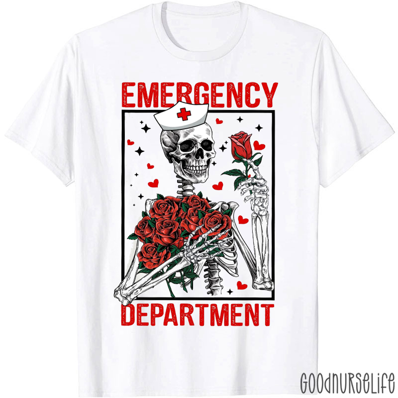 Rose And Skeleton Emergency Department T-shirt