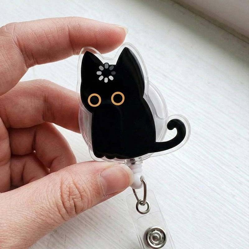 Funny Black Cat Void Loading Nurse Badge Reel