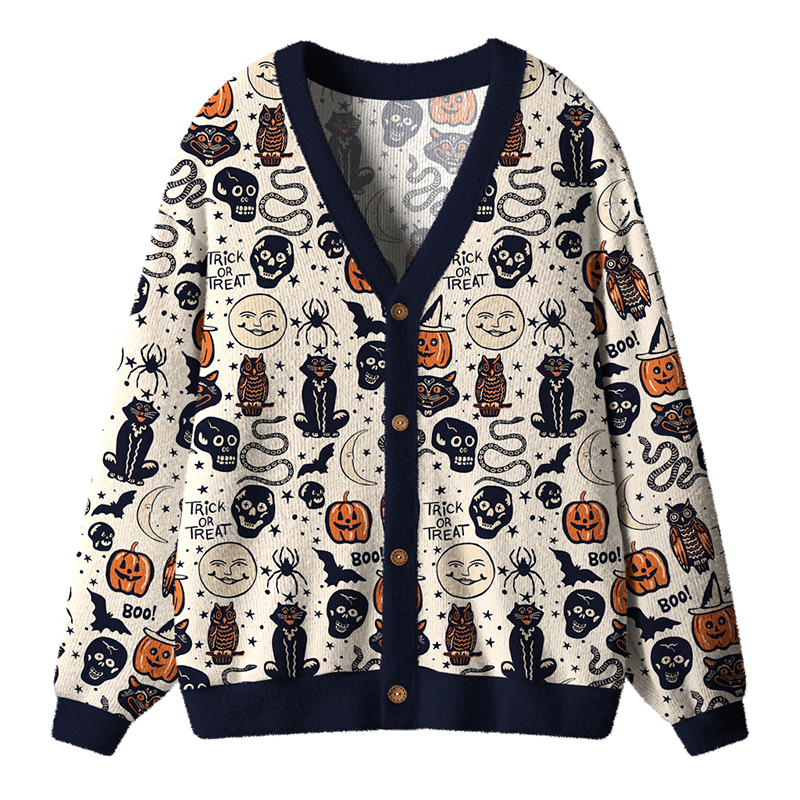 Vintage Halloween All Over Print Nurse Ugly Cardigan Sweaters