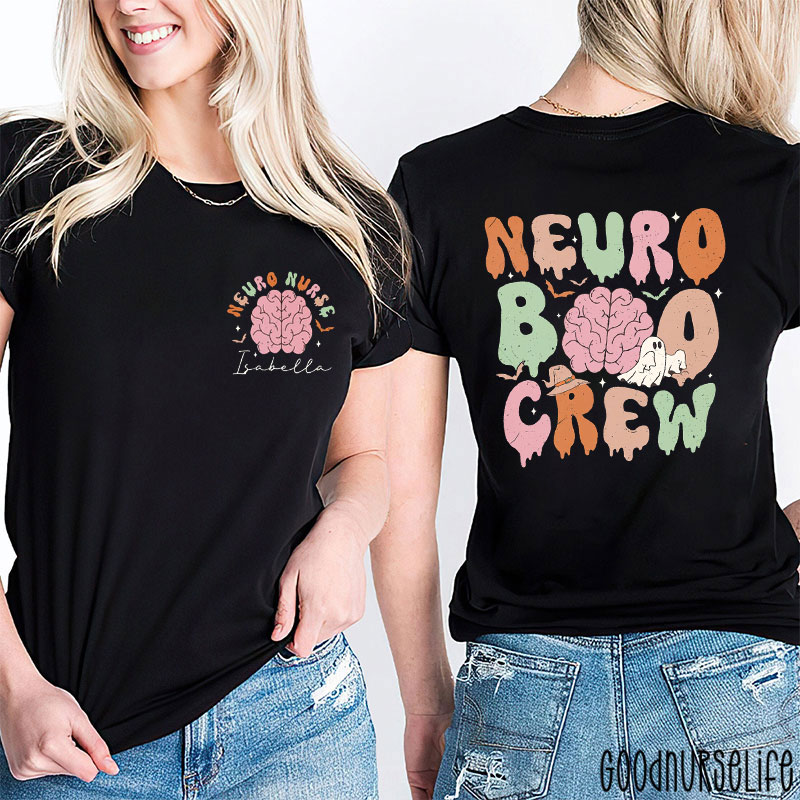 Neuro Nurses Love Brains With Spooky Brain Nurse Two Sided T-Shirt