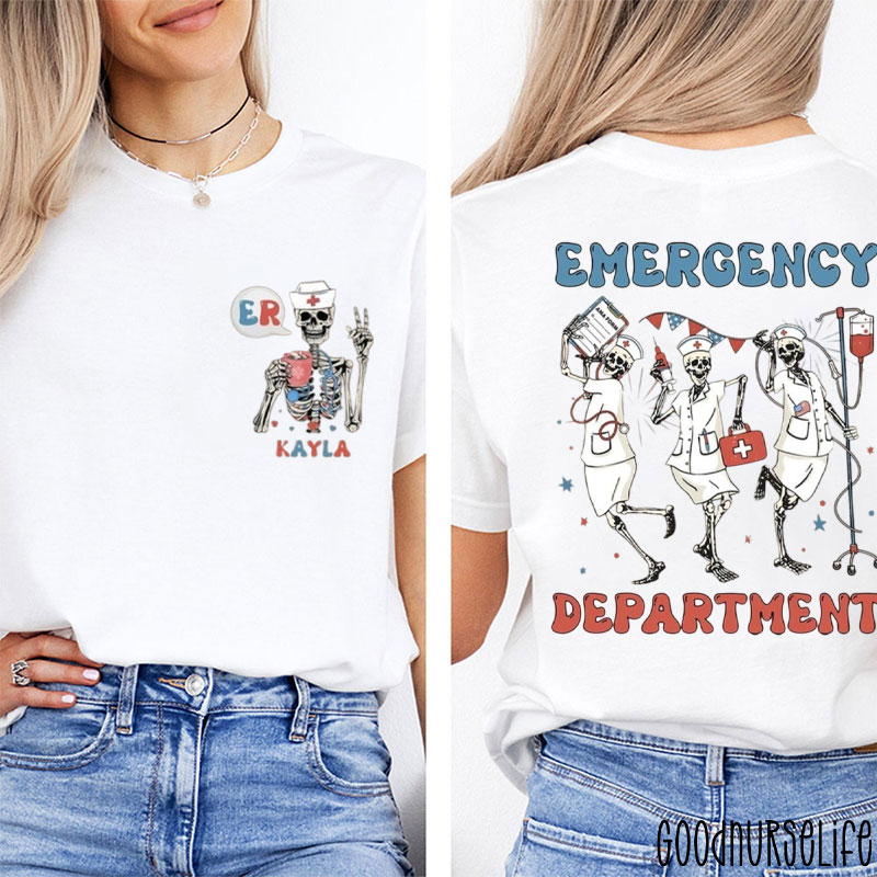 Personalized  4th Of July Emergency Department Two Sided T-Shirt
