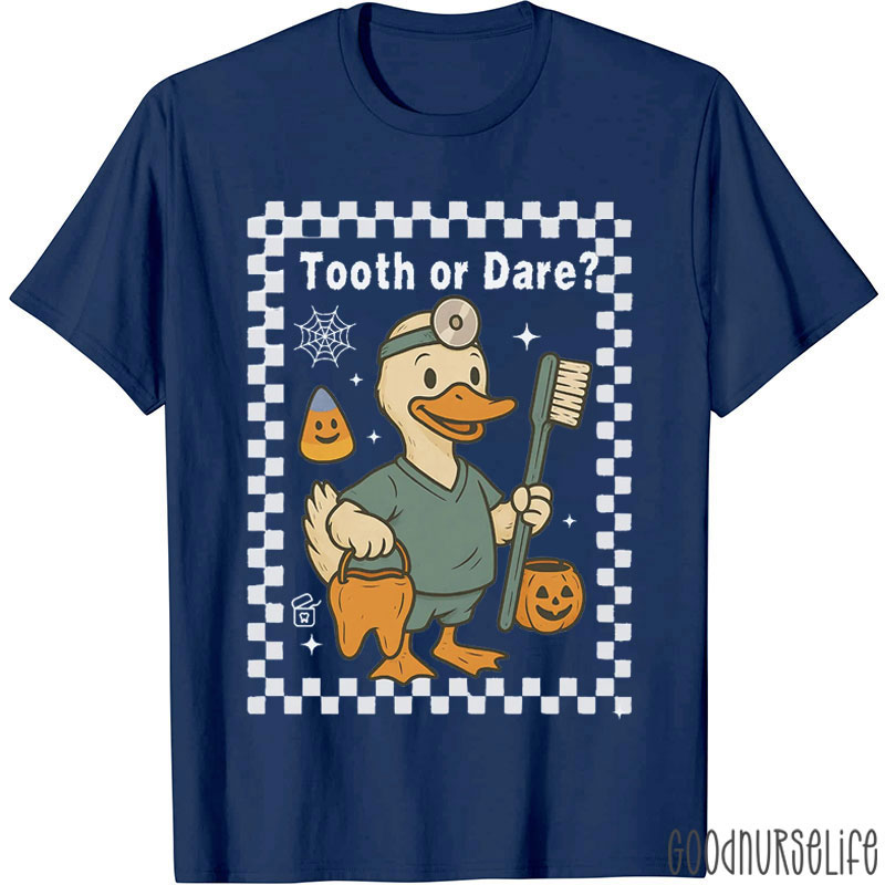 Halloween Dental Duck  Tooth Or Dare T-Shirt